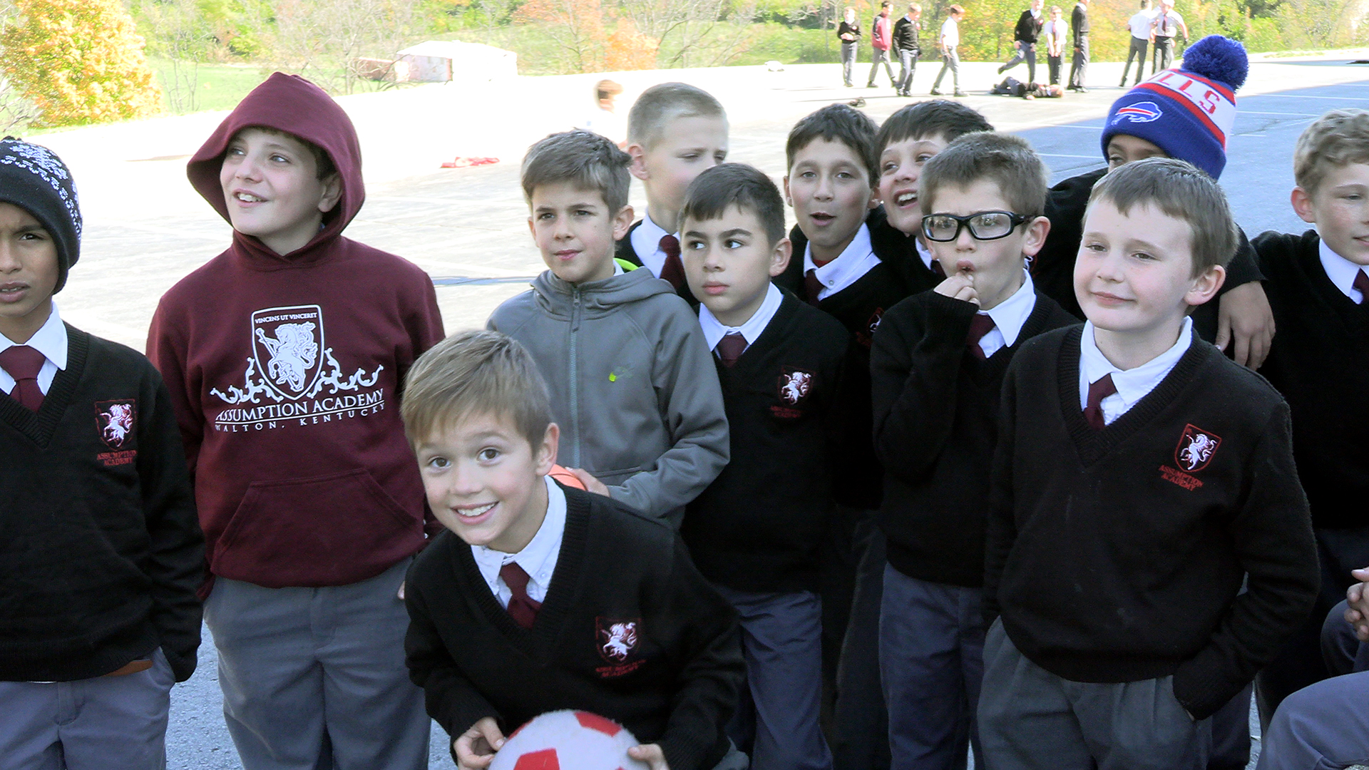 Academy boys playing outside