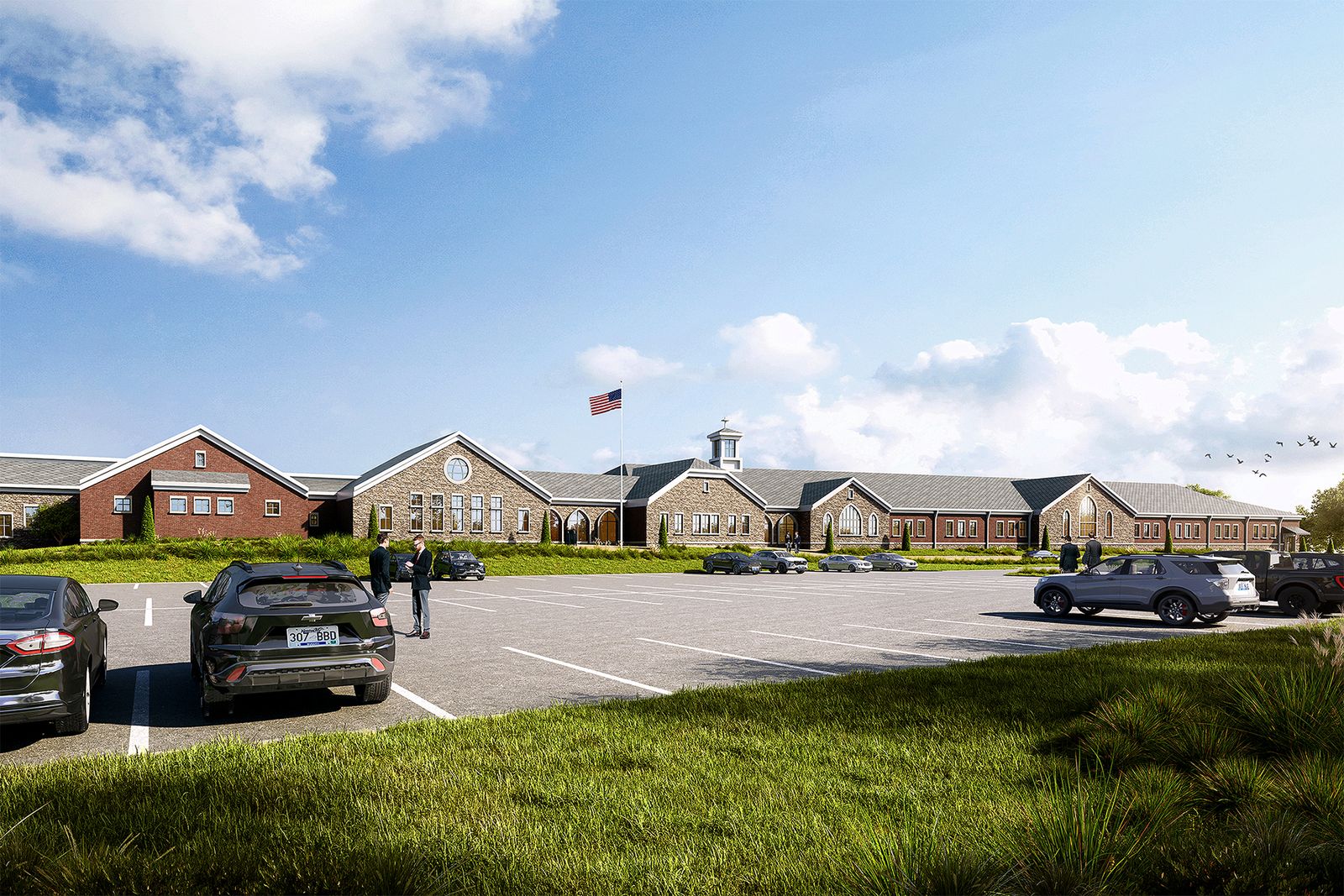 A 3D rendering of the proposed school design